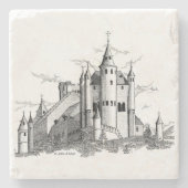 SteenOnderzetter - Alcazar - zwart Stenen Onderzetter (Voorkant)