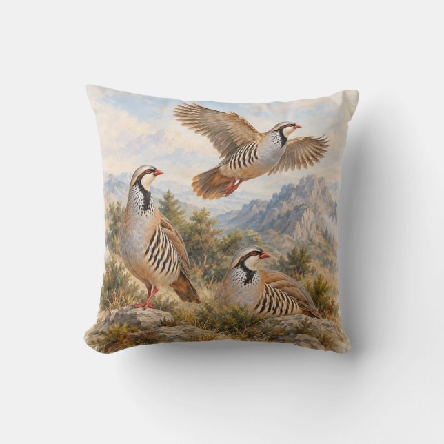 Steenpatrijs Kunst Kussen (Voorkant)