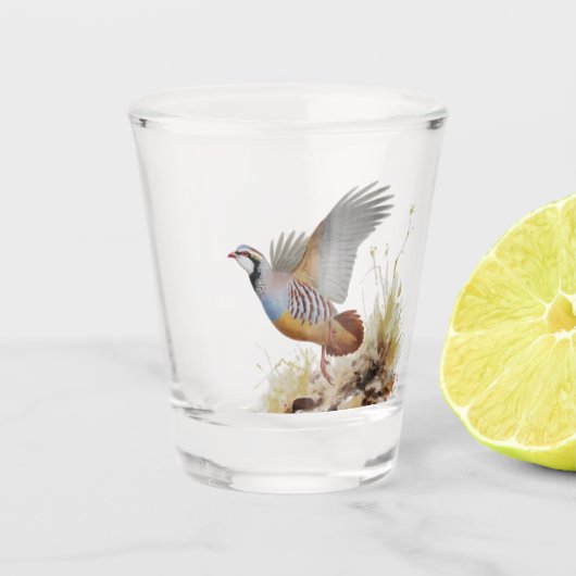 Steenpatrijs ,Kunst Shot Glas (Voorkant)