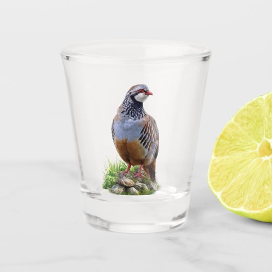 Steenpatrijs ,Kunst Shot Glas (Voorkant)