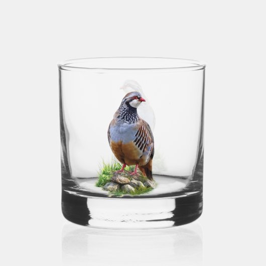 Steenpatrijs ,Kunst Whisky Glas (Voorkant)