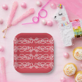 Steenrode witte rollen papieren bordje (Feest)