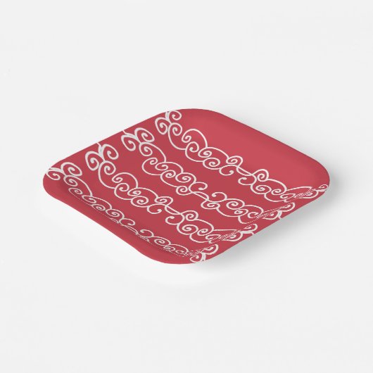 Steenrode witte rollen papieren bordje (Gebogen)