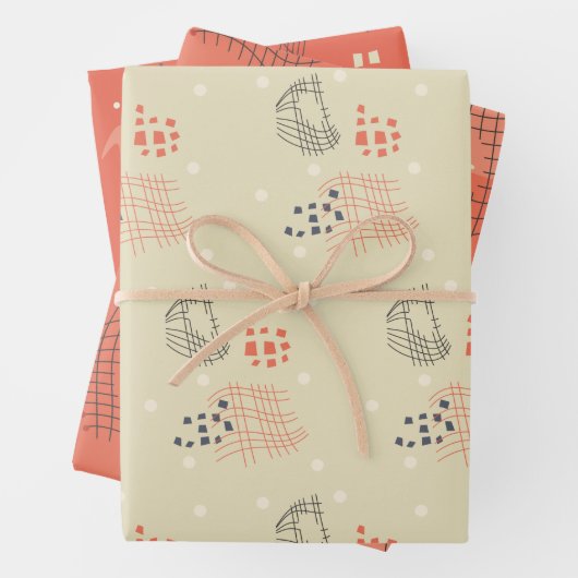 steenrood abstract inpakpapier vel (In situ)