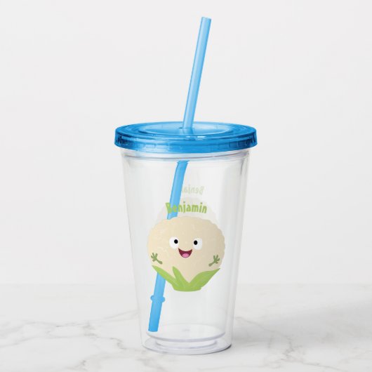 Steenteeltproducten met fijne bloemkool acryl drinkbeker (Achterkant)