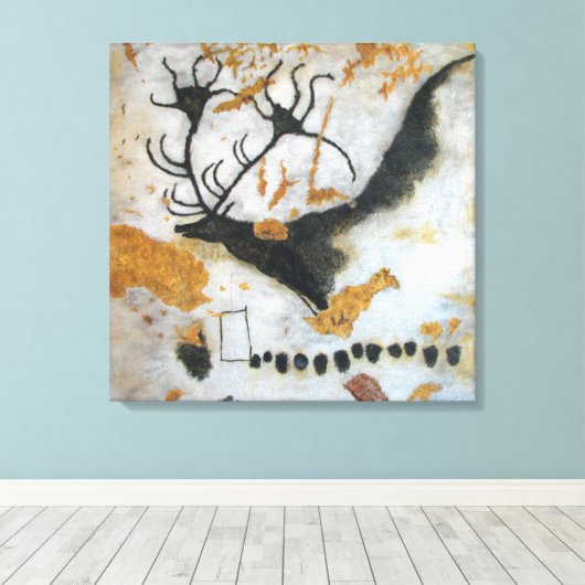 Steentijd Lascaux Megaloceros Grotschilderij Canva Canvas Afdruk (Insitu (Houten vloer))
