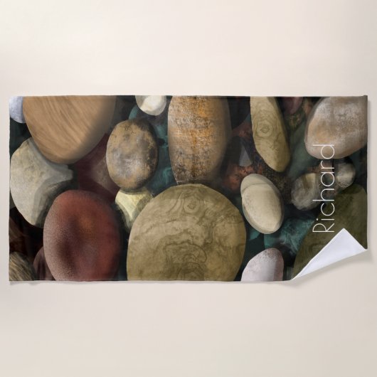 Steentjes en naam strandlaken (Voorkant)