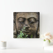 Steentuinbeeld met bloem vierkante klok (Huis)