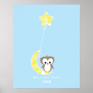 Steenuil   Baby Shower Gastboek Print
