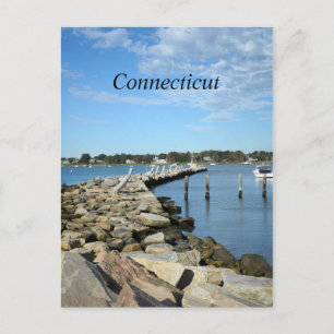 steenwand door een haven in Connecticut Briefkaart