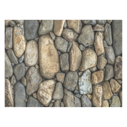 Steenwand in grijze beige rotsblokken tafelkleed (Voorkant (Horizontaal))