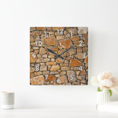 Steenwand met witte randnummers vierkante klok (Huis)