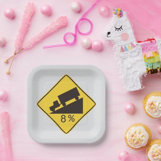 Steep Grade Traffic Sign Trucking Hauling Caution Papieren Bordje (Feest)