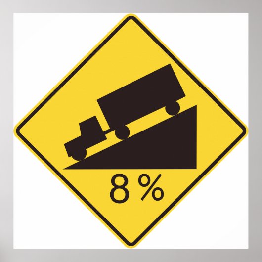 Steep Grade Traffic Sign Trucking Hauling Caution Poster (Voorkant)