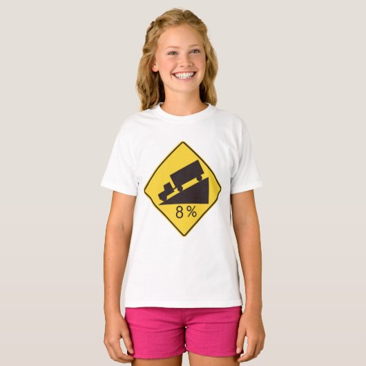 Steep Grade Traffic Sign Trucking Hauling Caution T-shirt (Voorkant volledig)