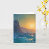 Steep rocky coast and a rough sea at sunset kaart (Gele Bloem)