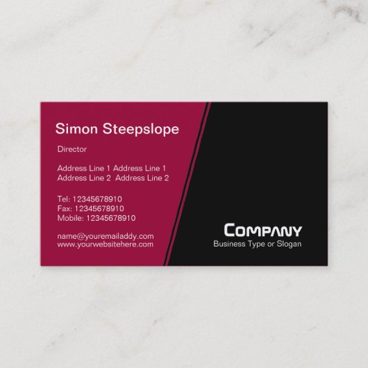 Steep Slope - Crimson Maroon en Black Visitekaartje (Voorkant)