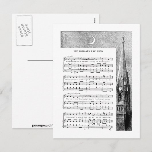 Steeple & Moon Nieuwjaarslied Feestdagenkaart (Voorkant / Achterkant)
