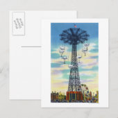 Steeplechase Park Parachute Jump Day Scene Briefkaart (Voorkant / Achterkant)