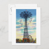 Steeplechase Park Parachute Jump Day Scene Briefkaart (Voorkant / Achterkant)