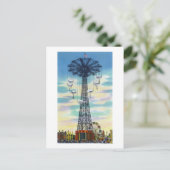 Steeplechase Park Parachute Jump Day Scene Briefkaart (Staand voorkant)