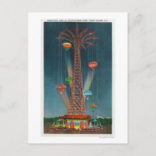 Steeplechase Park Parachute Jump Uitzicht bij nach Briefkaart (Voorkant)