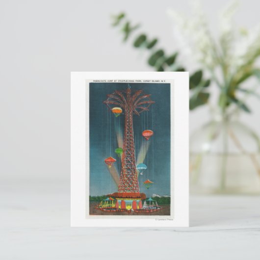 Steeplechase Park Parachute Jump Uitzicht bij nach Briefkaart