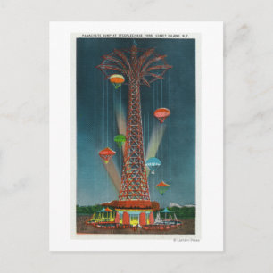 Steeplechase Park Parachute Jump Uitzicht bij nach Briefkaart