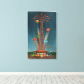 Steeplechase Park Parachute Jump Uitzicht bij nach Canvas Afdruk (Insitu (Houten vloer))