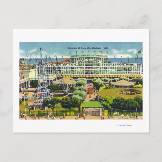 Steeplechase Park Uitzicht Pavilion of Fun Briefkaart (Voorkant)