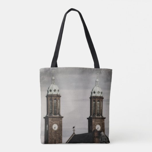 Steeples van de stad met rij tote bag (Achterkant)