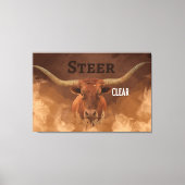 'Steer Clear' Longhorn Stretched Canvas Print (Voorkant)