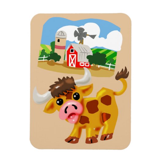 Steer in de Barnyard Magneet (Verticaal)