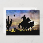 Steer Roping Cowboy and Horse Southwestern Desert Briefkaart (Voorkant / Achterkant)