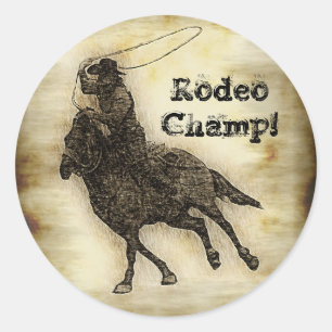 Steer Roping Rodeo Cowboy Ronde Sticker