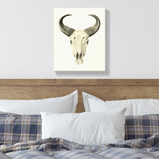 Steer Skull Canvas afdrukken (Insitu (Slaapkamer))