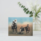 "Steer Wrestling" Art Reproduction Briefkaart (Staand voorkant)