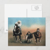 "Steer Wrestling" Art Reproduction Briefkaart (Voorkant / Achterkant)