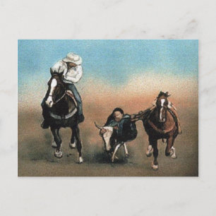 "Steer Wrestling" Art Reproduction Briefkaart