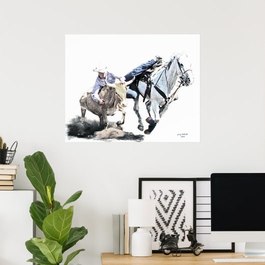 Steer Wrestling poster (Thuiskantoor)