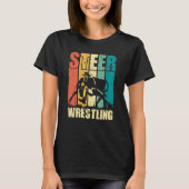 Steer Wrestling Retro Rodeo Bulldogging Graphic T-shirt (Voorkant)
