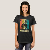 Steer Wrestling Retro Rodeo Bulldogging Graphic T-shirt (Voorkant volledig)