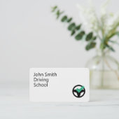 Steering Wheel & checkmark - Driving School Visitekaartje (Staand voorkant)