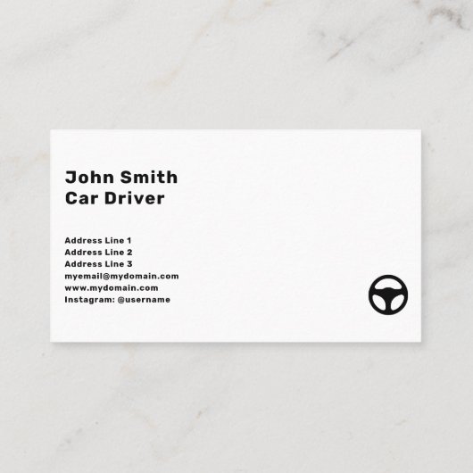 Steering Wheel Icon - Car Driver Visitekaartje (Achterkant)