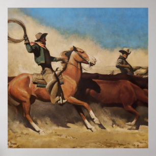 "Steers to Market" Westerne kunst van Maynard Dixo Poster