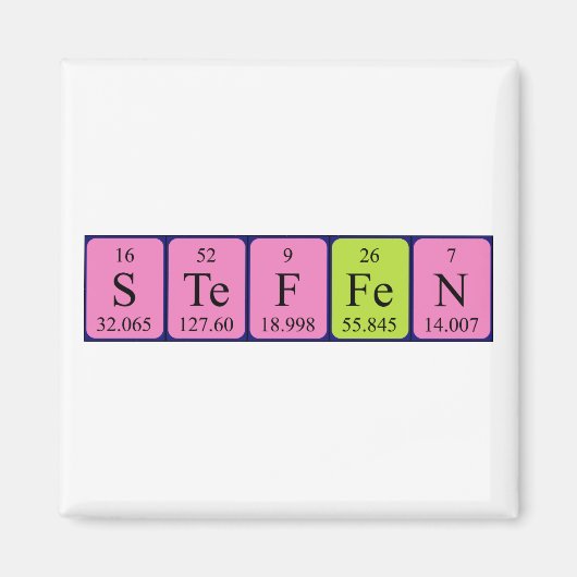 Steffen periodieke tabelnaam magnet (Voorkant)