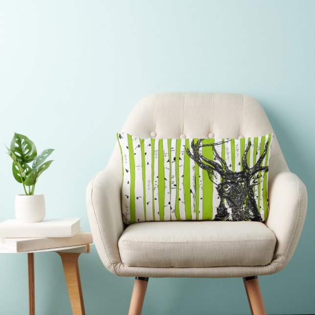 Steg Deer and Birch Tree Pillow Kussen (Stoel)