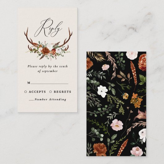 Steg roest zwarte rotsbloem met elegante bruinbrui informatiekaartje (Voorkant / Achterkant)