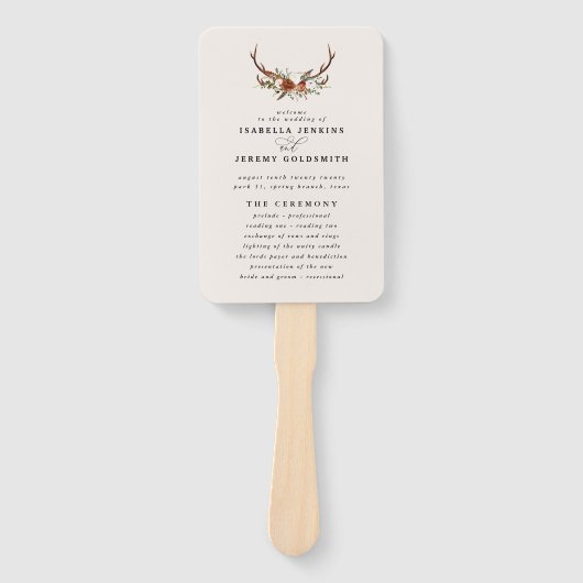 Steg Roestterracotta floral rustige moderne Handwaaier (Voorkant)