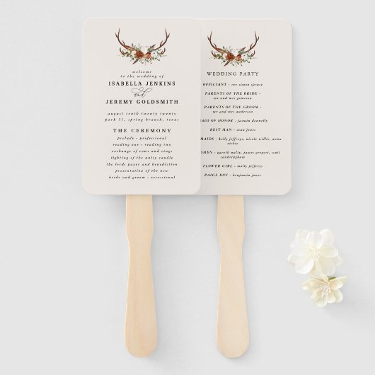 Steg Roestterracotta floral rustige moderne Handwaaier (Voorkant en achterkant)